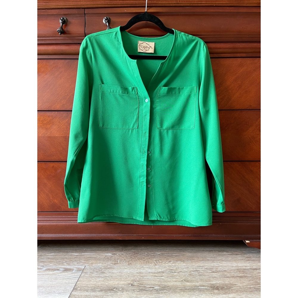 Button Up Slightly Sheer Blouse